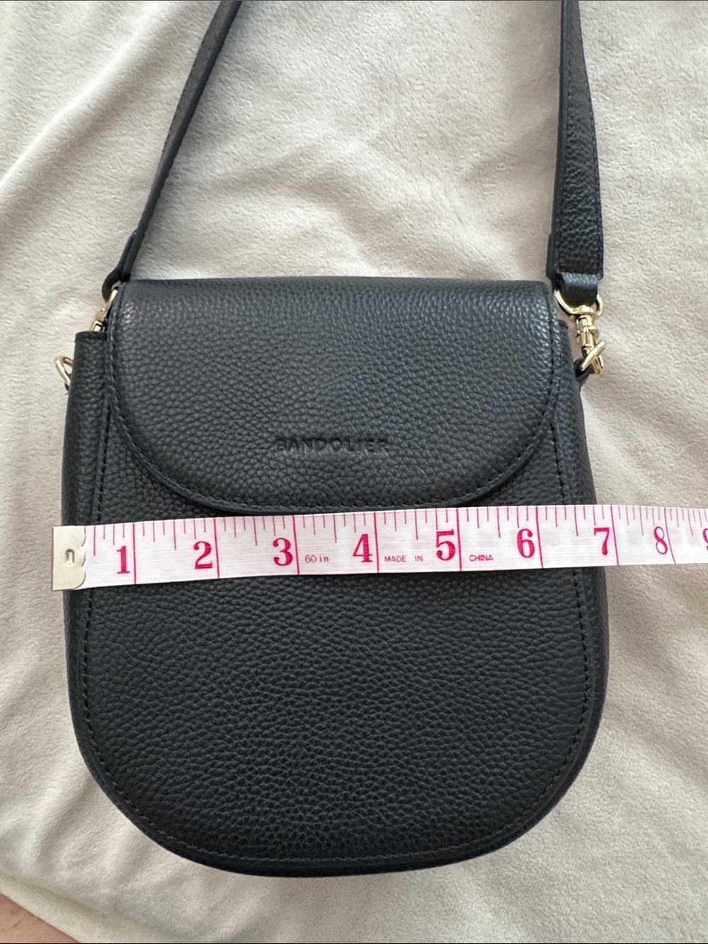 Bandolier Black Pebbled Leather Crossbody Bag - Picture 9 of 9